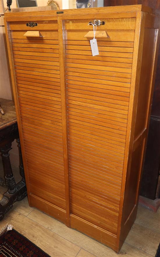 A double tambour shutter filing cabinet W.79cm